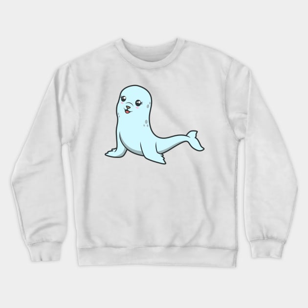 Kawaii grey seal Crewneck Sweatshirt by Modern Medieval Design